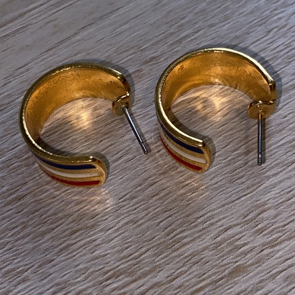 SOLD! ❌💥American Patriotic Gold Red White Blue Hoops - Picture 13 of 14
